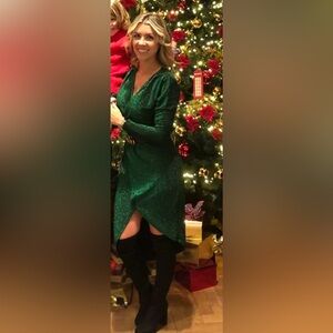 SHEIN emerald stretch sparkle dress